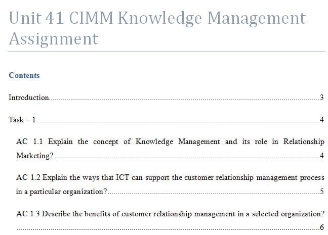 Unit 41 CIMM Knowledge Management Assignment